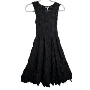Alquema Black Sleeveless Crinkle smash Midi dress size 0 small NWT